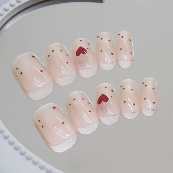 🐢2/$15 Polka Dots and Heart Press On Nails - Picture 2 of 9